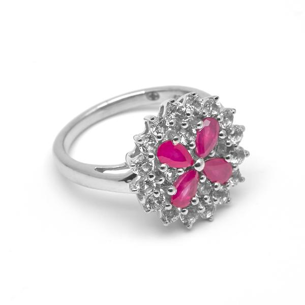 Silver Ring rubis, topaze Gaïa